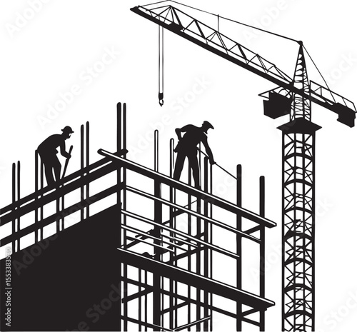 high rise construction worker silhouette vector design