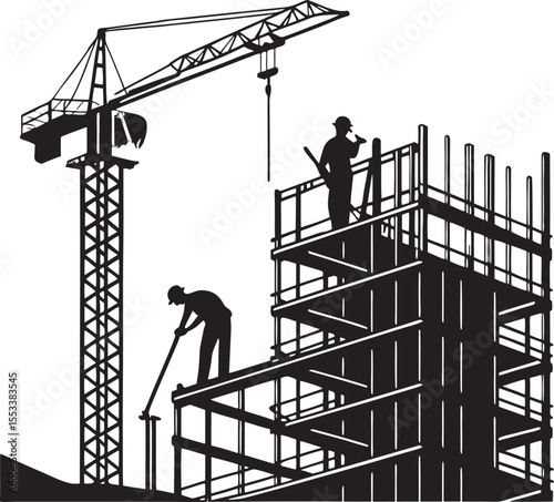 high rise construction worker silhouette vector design