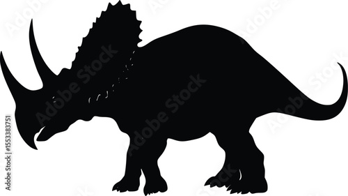 Powerful Triceratops Silhouette:  Dramatic, Monochromatic Dinosaur Illustration