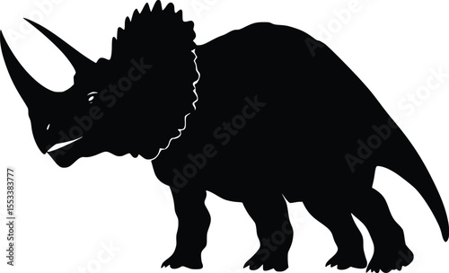 Powerful Triceratops Silhouette:  Prehistoric Creature Vector Illustration