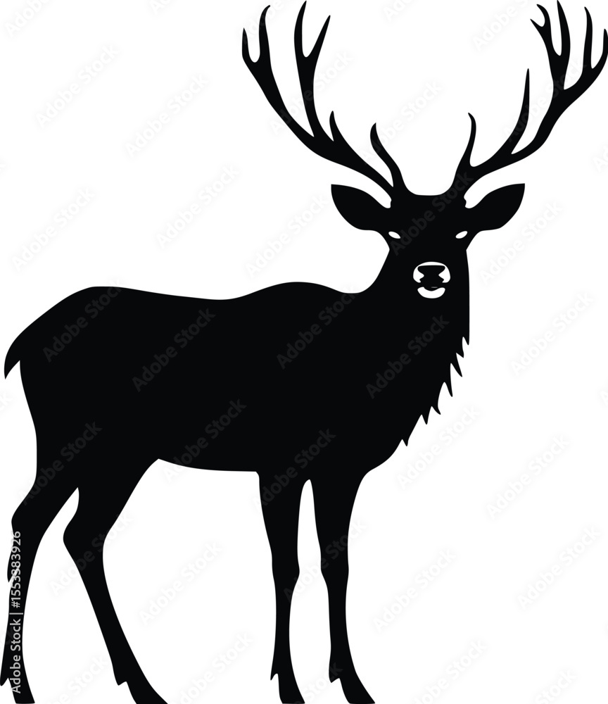 Obraz premium Majestic Stag Silhouette: Elegant, Dark, Powerful, Nature Icon