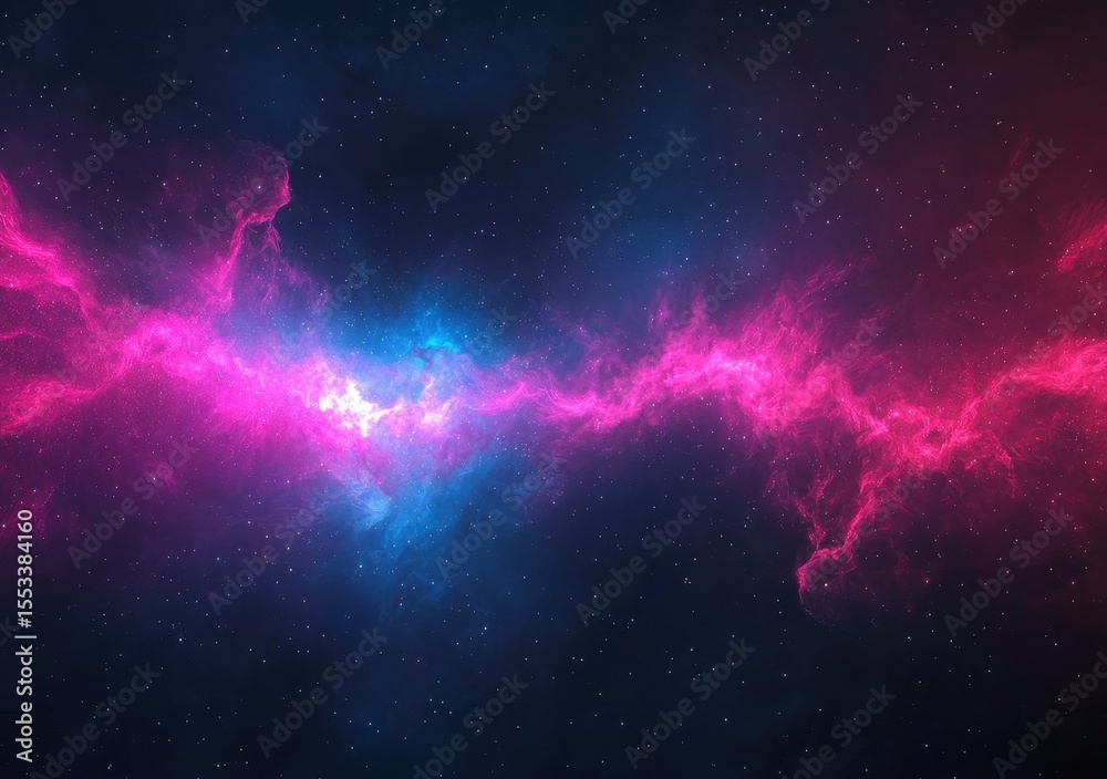 Fototapeta premium Vibrant Cosmic Nebula with Pink and Blue Colors in Deep Space