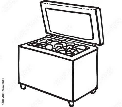 Clean outline drawing of modern freezer unit