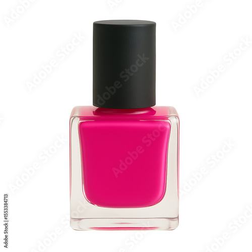Pink nail polish bottle isolated on transparent background