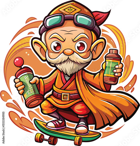 old man with paint, and graffiti theme design vector illustration