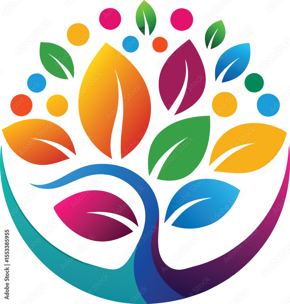 Obraz premium abstract colorful tree logo vector art