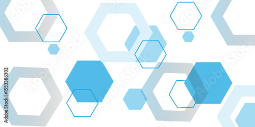 Abstract blue hexagon banner background.