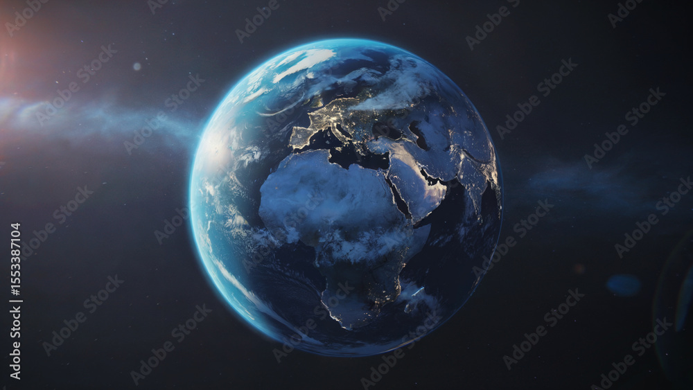 Obraz premium A high-resolution photograph of Earth from space, centered in the frame against a black background