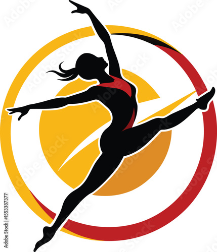 Gymnastic, fitness logo vector illustration