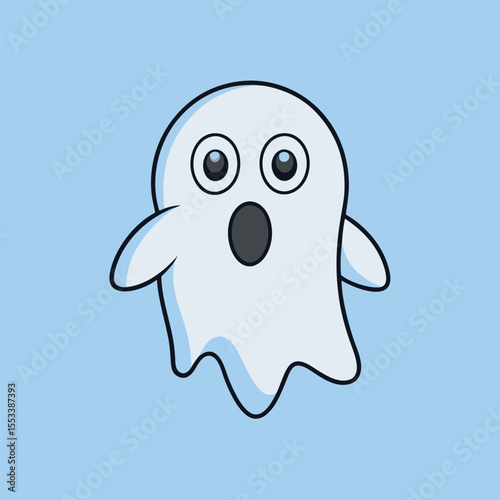 Surprised Shocked Ghost Cartoon Character  Halloween Spirit Mascot