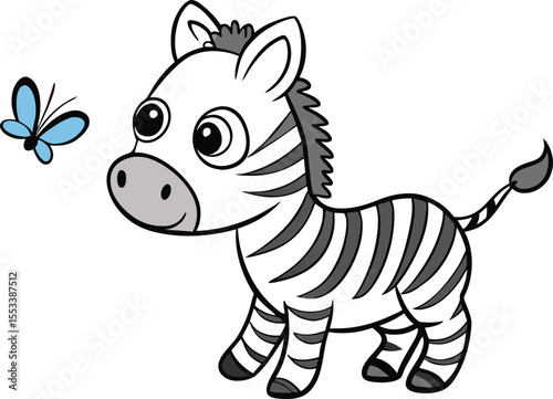 Baby zebra cartoon vector illustration