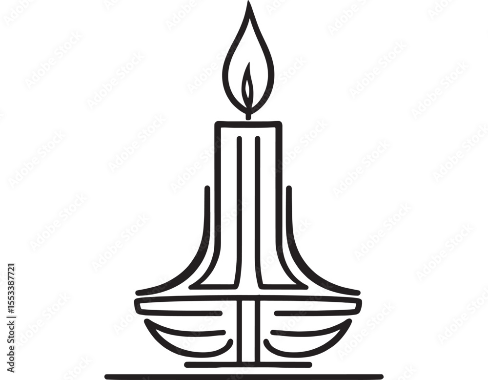 Fototapeta premium Decorative candle holder simple line art vector image