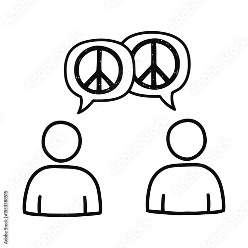Peaceful Dialogue Icon – Vector Line Art Symbolizing Communication, Harmony, and Mutual Understanding