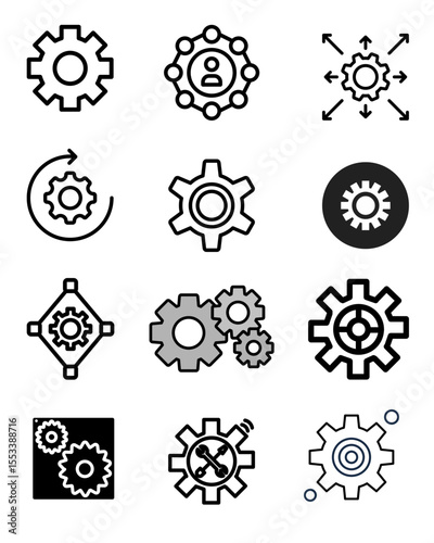 Gear Icons Representing Innovation and Functionality.