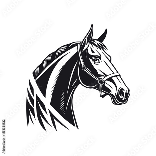 "Monochrome Horse Head Logo – Clean Vector Animal Silhouette for Branding and Design"