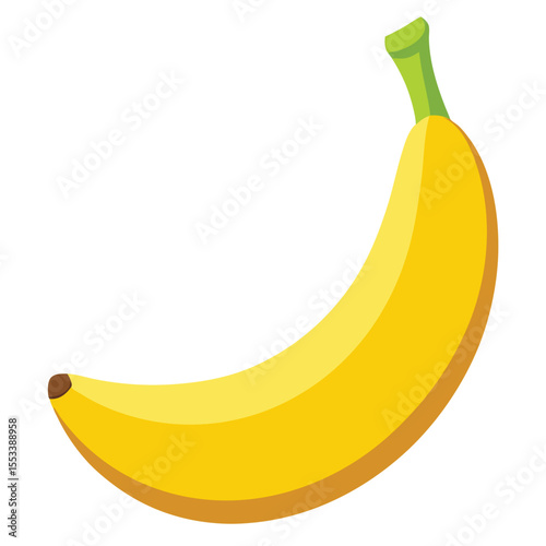 Yellow ripe banana on white background. Vector illustration.