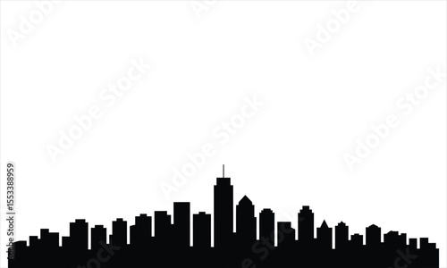 Black silhouette of a city skyline against a white background