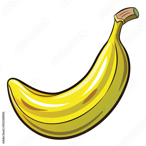 Yellow ripe banana on white background. Vector illustration.