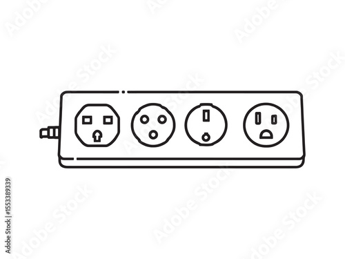 Electric Power Strip Vector Line Drawing