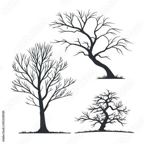 -set-of-bare-tree-silhouettes---clean-black-vector eps