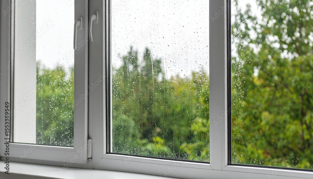 Fototapeta premium Rainy Day View Through Window