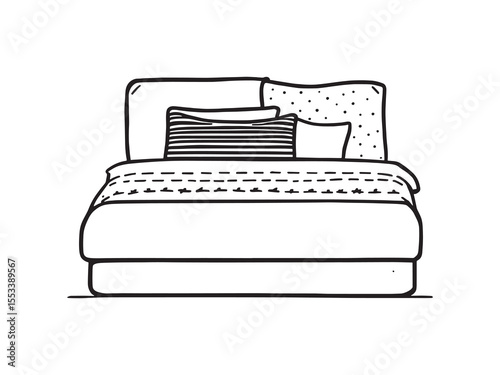 Elegant bed sheet sketch in clean line art style