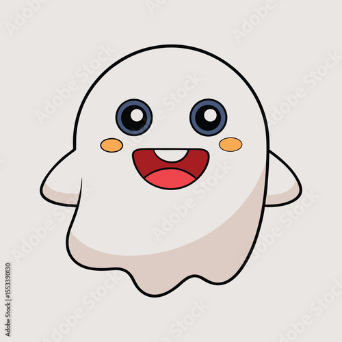 Happy Ghost Emoji, Cute Halloween Ghost Vector