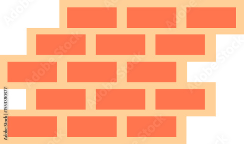 Brick wall on isolated white background. Vector illustration