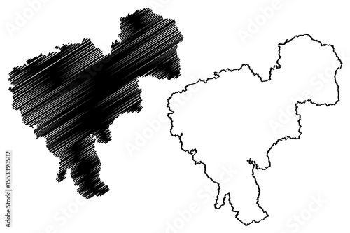 Changchun City (People's Republic of China, Jilin Province) map vector illustration, scribble sketch City of Hsinking map