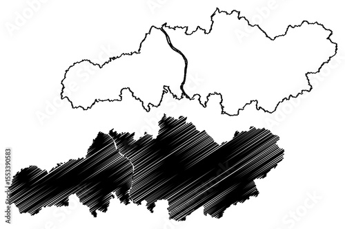 Changsha City (People's Republic of China, Hunan Province) map vector illustration, scribble sketch City of Changsha map