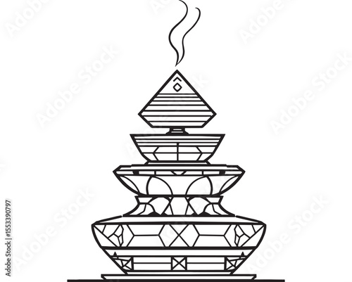 Elegant Incense Stick with Smoke Outline