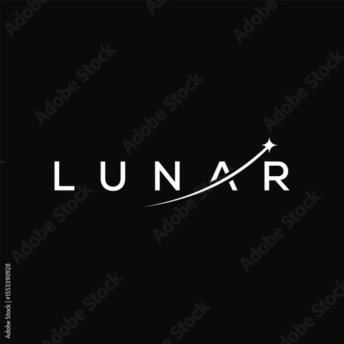 lunar logo design vector, typography text lunar graphic icon template