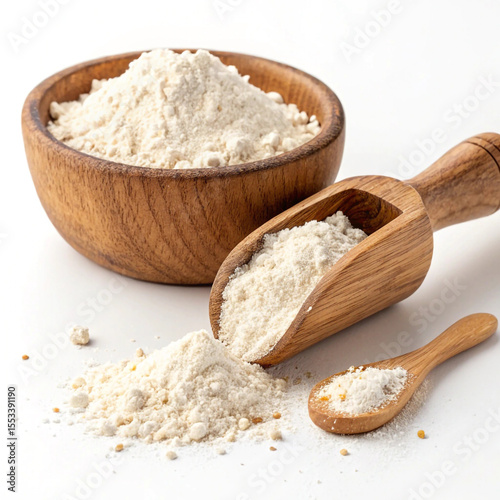 flour in wooden bowl