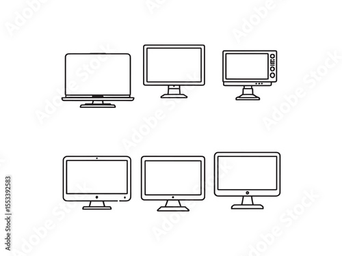 Flat Screen Display Monitor Line Artwork