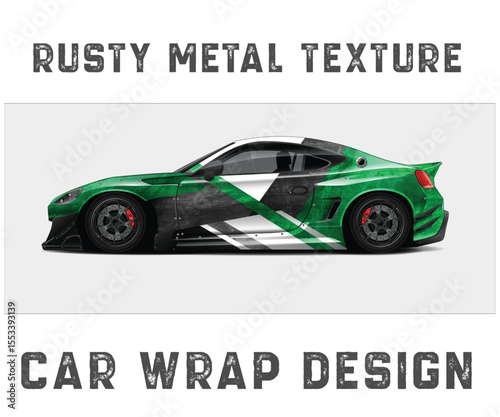 Green and Black Rusty Metal Texture Car Wrap Design