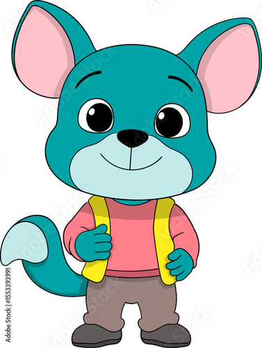Cute Cartoon Animal Character in Colorful Outfit