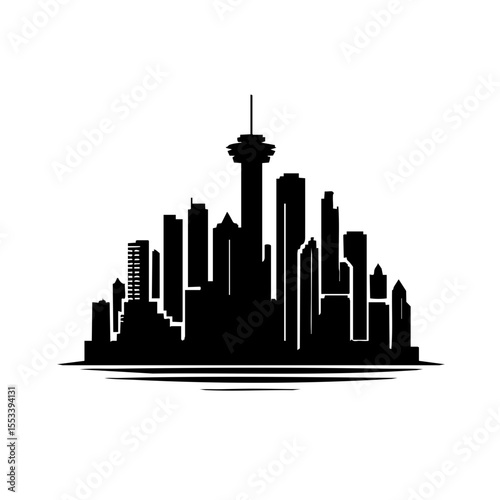 Vancouver skyline silhouette in black and white minimalist style  