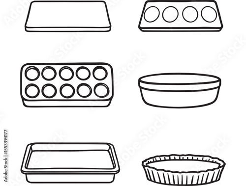 Hand drawn baking tray illustration in vector style.
