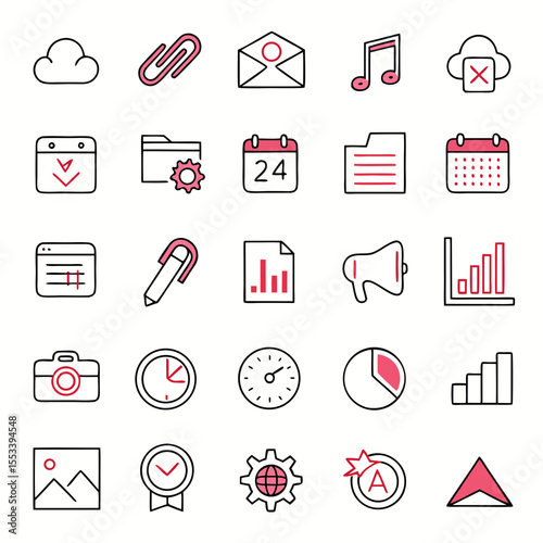 Collection of modern flat design icons for web and mobile applications