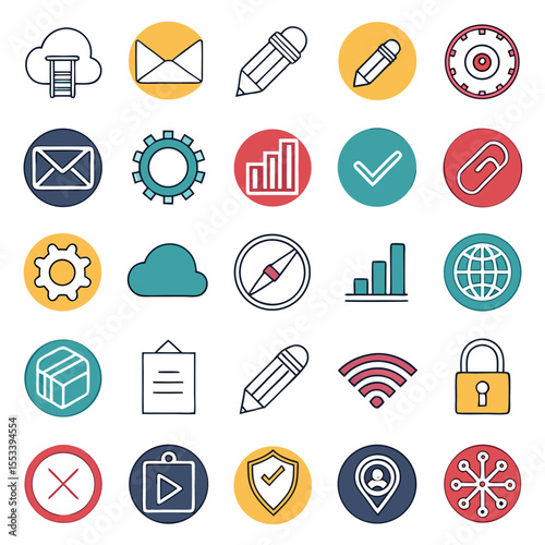 Collection of modern flat design icons for web and mobile applications