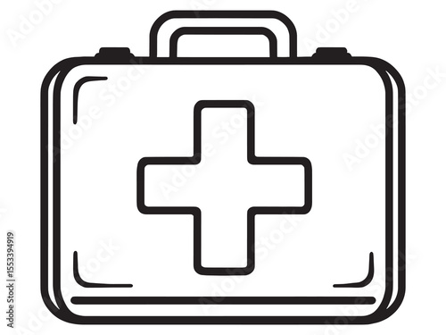 Hand drawn line art first aid kit image