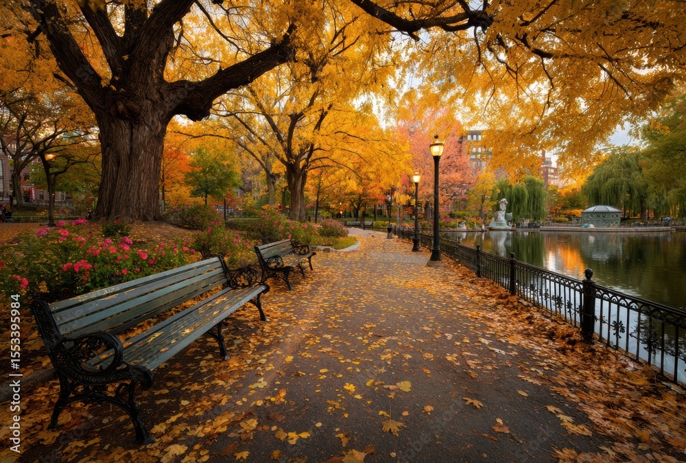 Naklejka premium autumn in the park