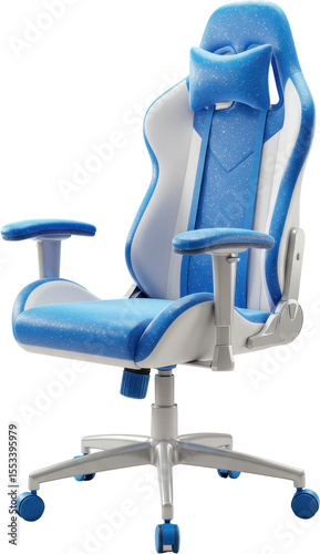 Dynamic blue and white gaming chair for esports and home office comfort