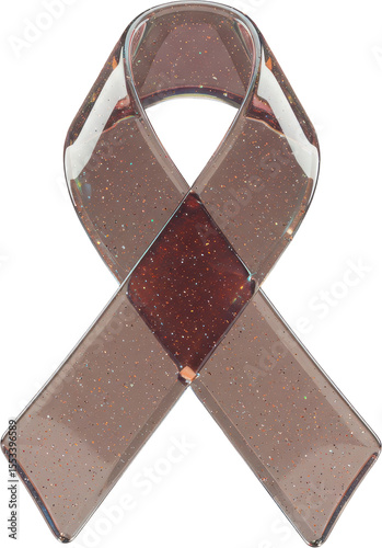 Sparkling translucent brown awareness ribbon for charity and support campaigns