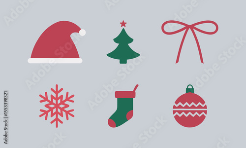 Christmas Elements Set ,Holiday Icons, vector illustration