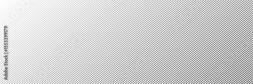 Thin line halftone gradient texture. Fading vertical stripe gradation background. Repeating wide pattern backdrop. Black parallel lines wallpaper for overlay, print, cover, banner, poster.