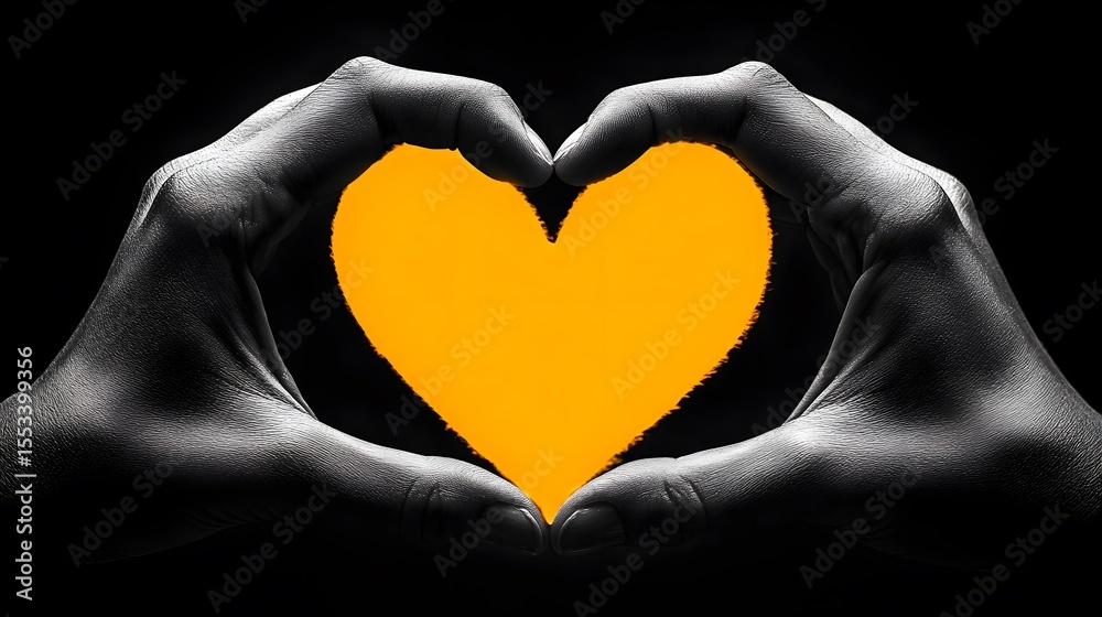 Fototapeta premium Close-Up of Hands Holding a Yellow Heart – Symbol of Love, Care and Suicide Prevention Awareness (Yellow September)