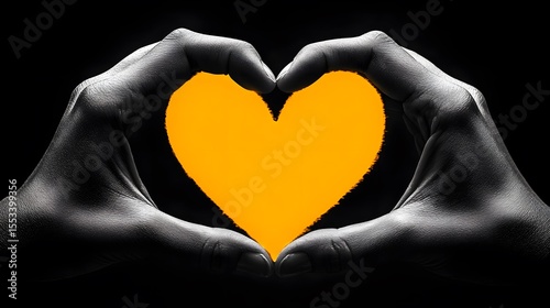 Close-Up of Hands Holding a Yellow Heart – Symbol of Love, Care and Suicide Prevention Awareness (Yellow September)

