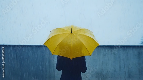 Silhouette with Yellow Umbrella – Symbol of Protection and Hope for Suicide Prevention Awareness (Yellow September)