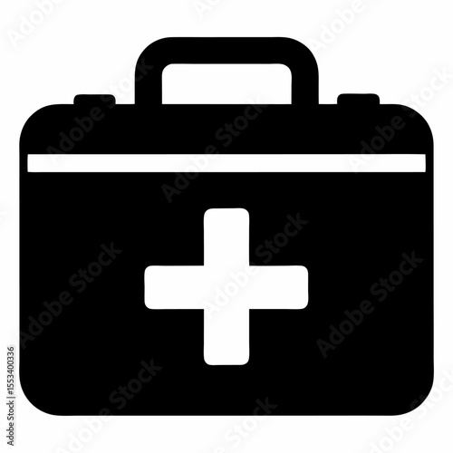 a solid black silhouette icon-of-a-first-aid-kit-